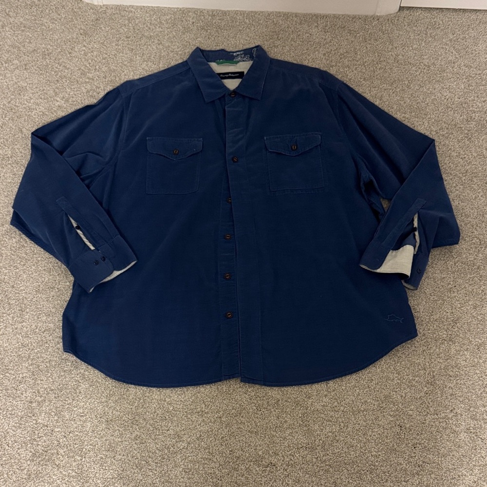 Tommy Bahama Corduroy Like Blue Button Down